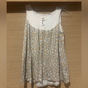 btween White and Blue Sleeveless Buttoned Tank Top